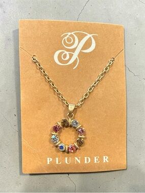 Plunder Gold Multicolor Crystal Wreath Pendant Necklace